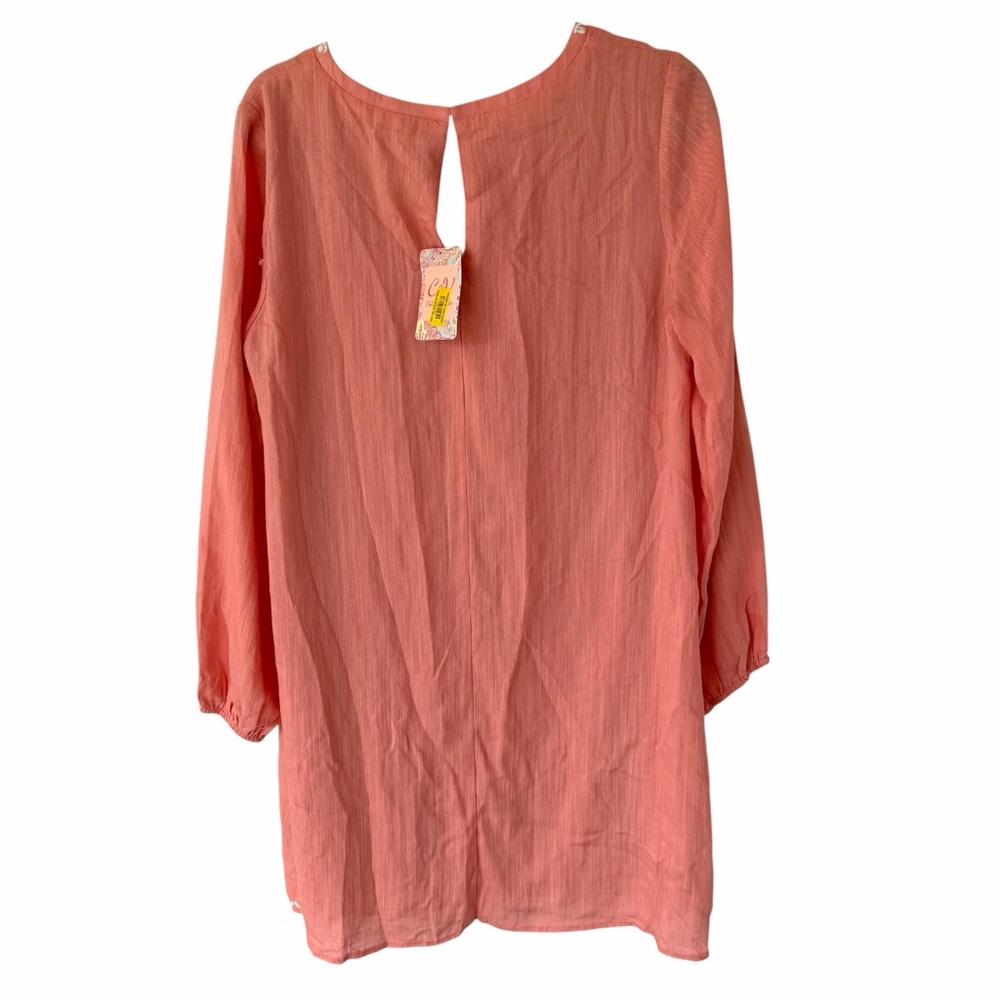 Chelsea & Violet Womens L Coral Embroidered Boho Tunic Top Long Sleeve - Picture 3 of 8